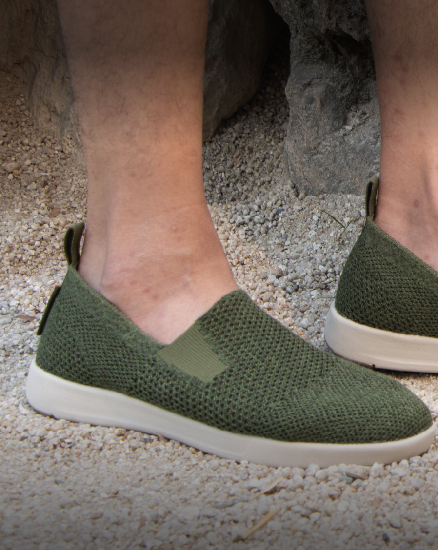 Person wearing Pair of Green Suffolks in a outdoor setting