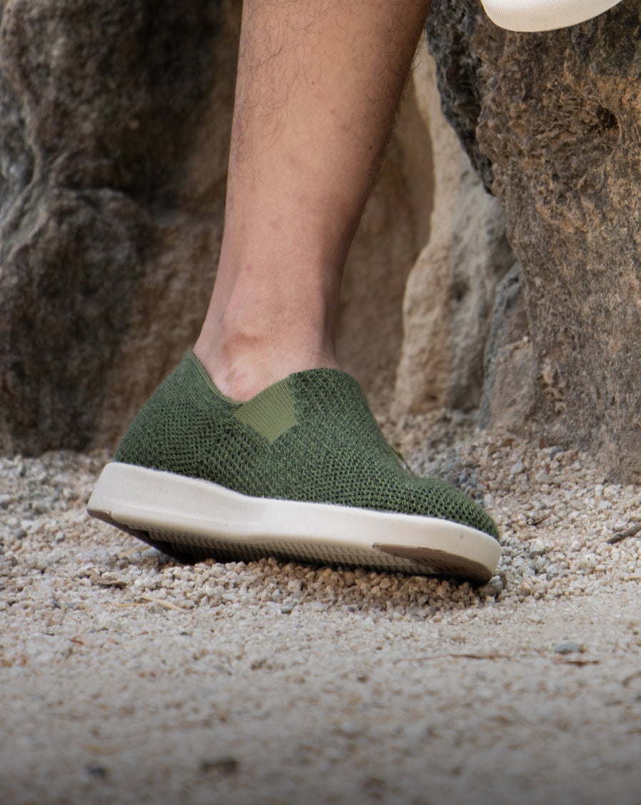 Person wearing Pair of Green Suffolks in a outdoor setting