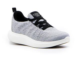 grey jet merino wool eden with breathable fabric, white sole, and back pull tab for easy wear.
