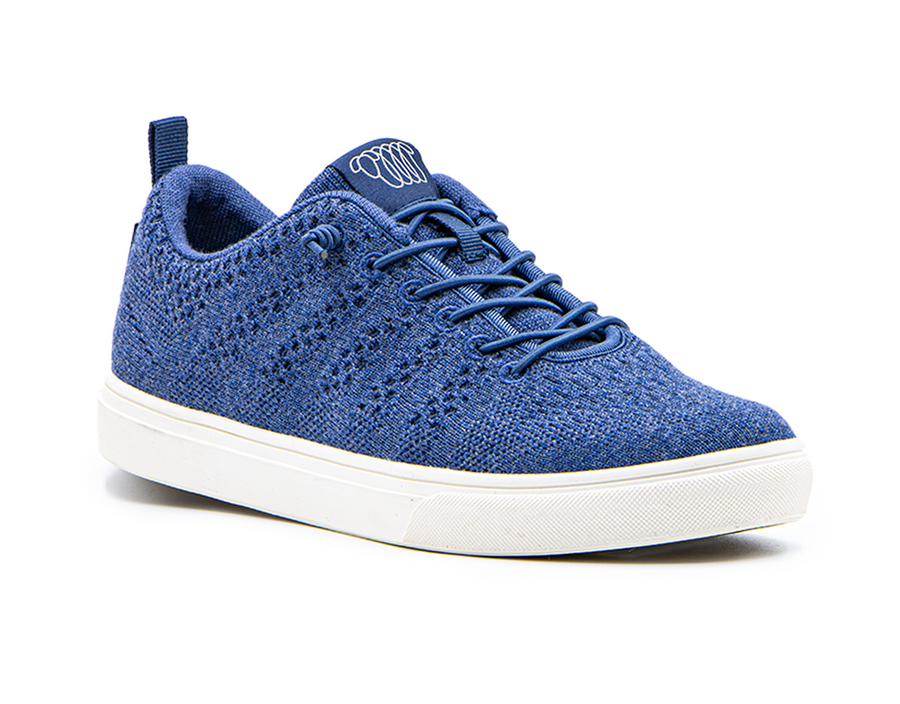 denim merino wool kiama with breathable fabric, white sole, and back pull tab for easy wear.